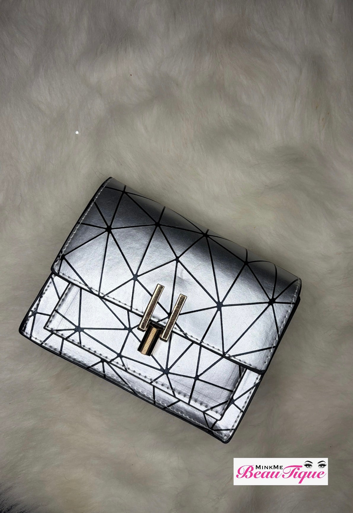 Silver & black clutch purse