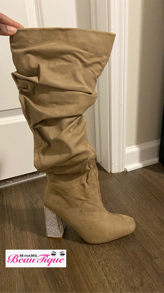 Rhinestone high heel boots