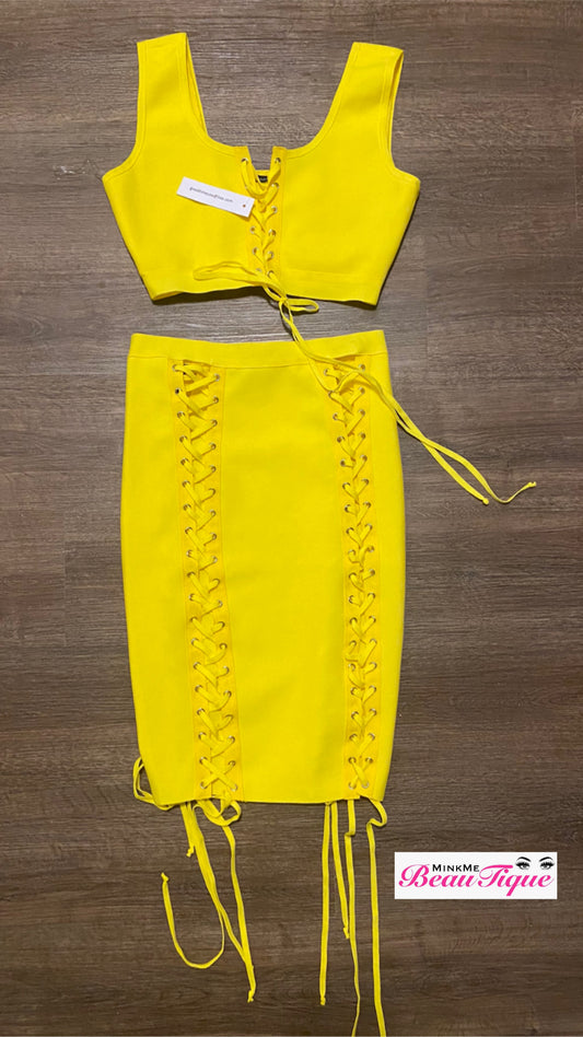 Lace two piece skirt sets