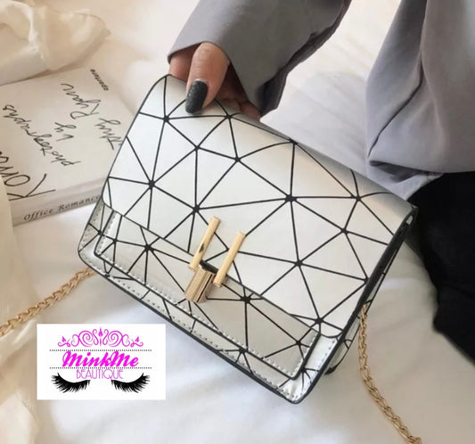 Silver & black clutch purse