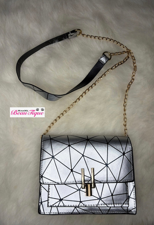 Silver & black clutch purse
