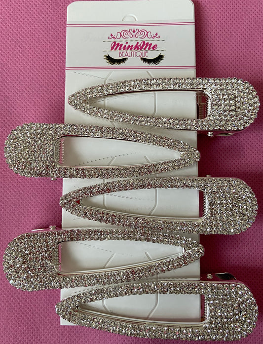 Silver Diamond Hair Clips