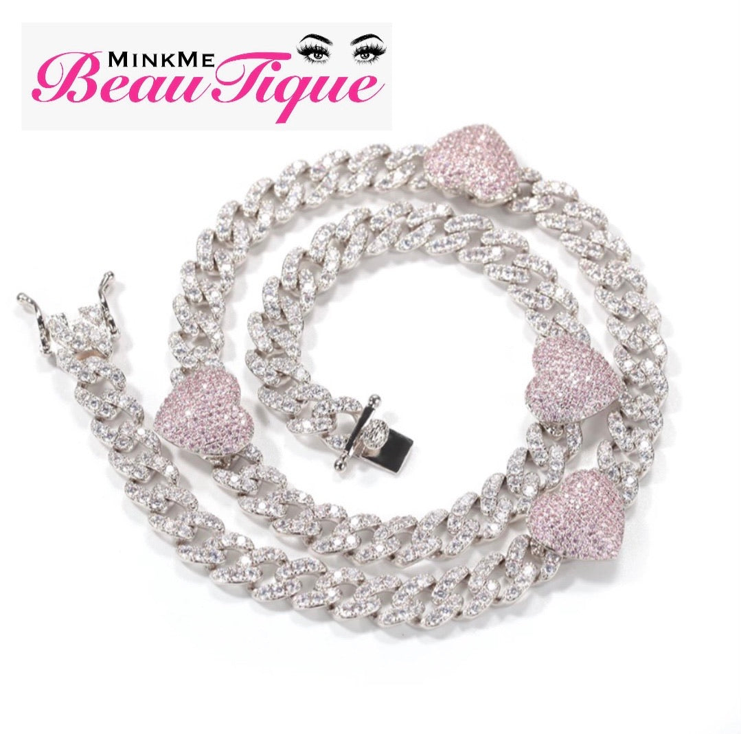 Cuban Link Diamond Necklaces w/ Hearts