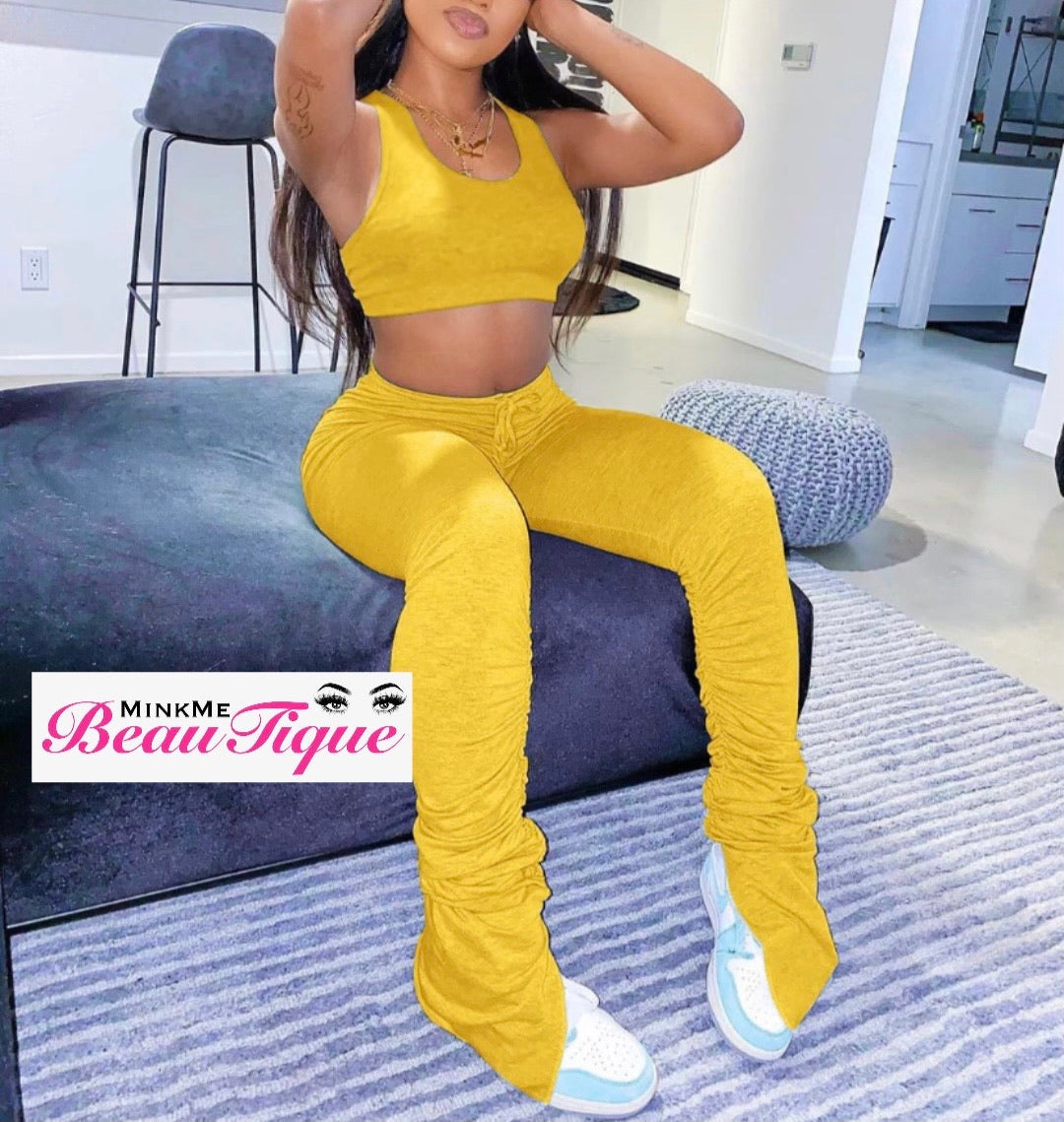 Two Piece Stacked Pants Sets