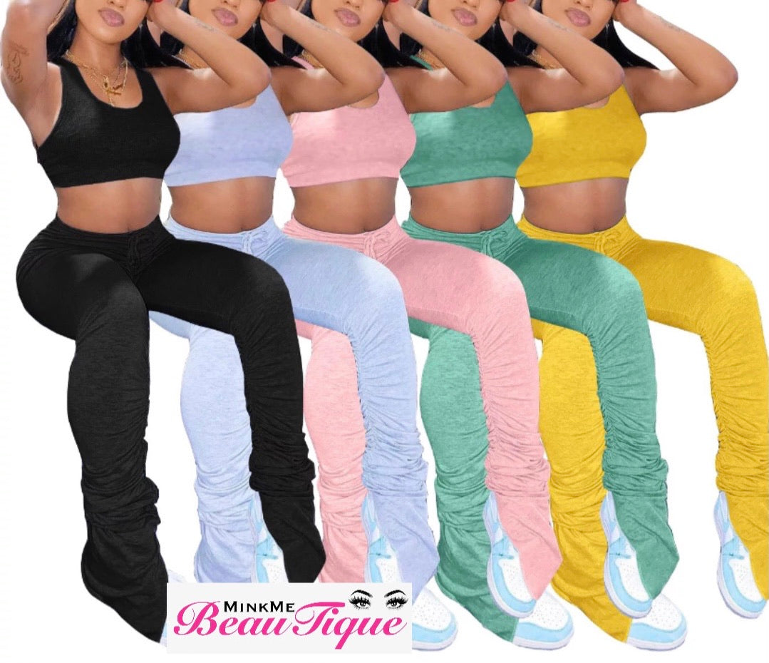 Two Piece Stacked Pants Sets