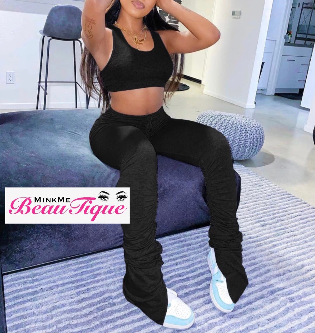 Two Piece Stacked Pants Sets